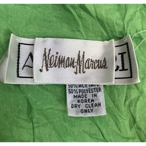 A.J. Bari Neiman Marcus Retro 80-90’s Green Mini Dress Ruffled Scoop Neck SZ10 - Picture 10 of 11